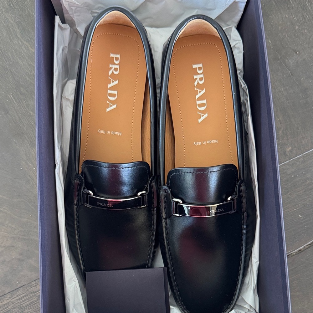 Prada Men's Elegant Black Slip-On Loafers